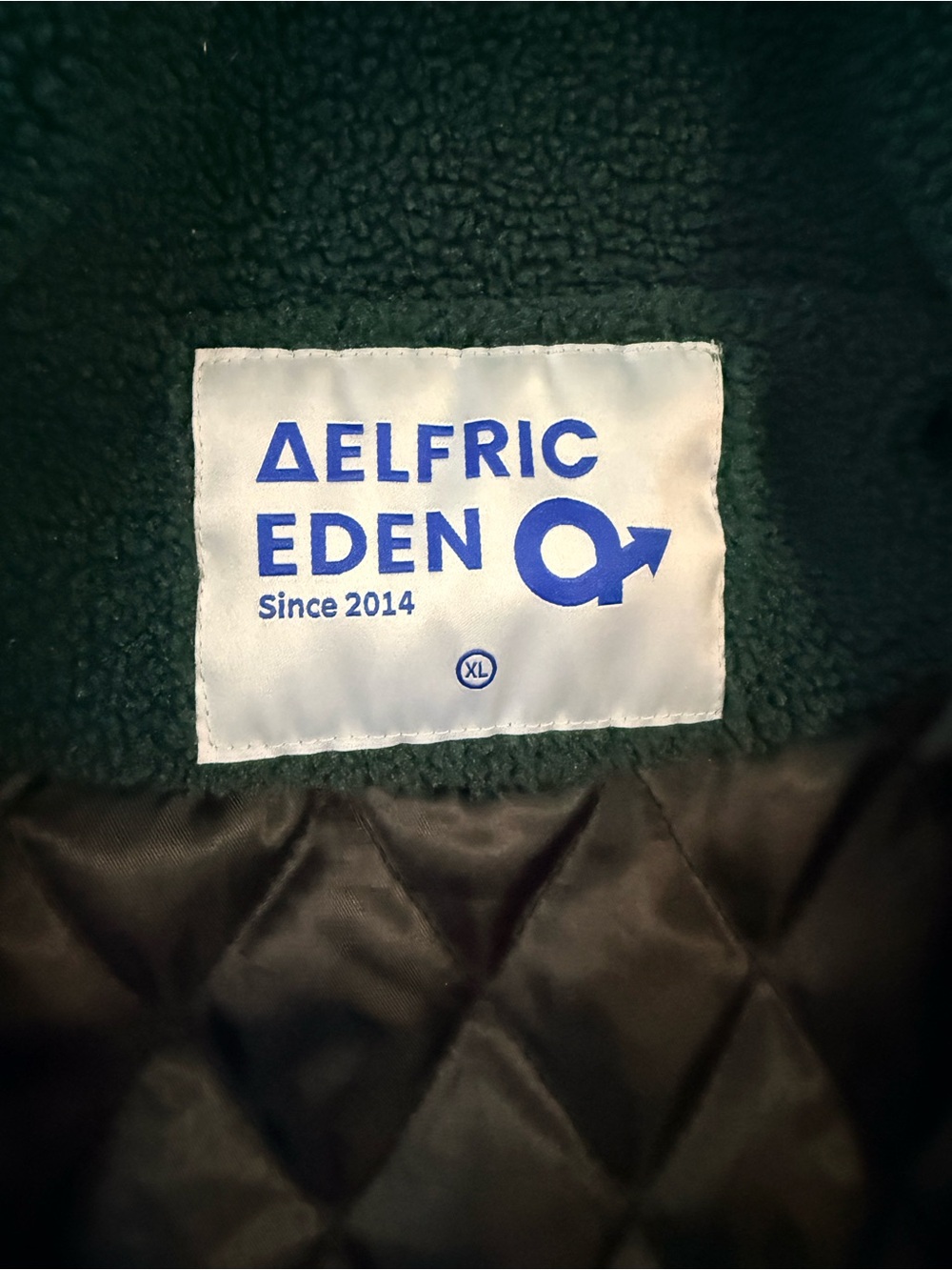 Aelfric Eden Sherpa Fleece Jacket XL Forest Green Cream Block Quilted Unisex - Picture 5 of 9